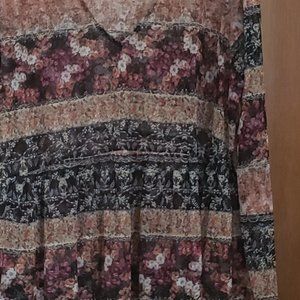 Sheer long sleeve flowered top